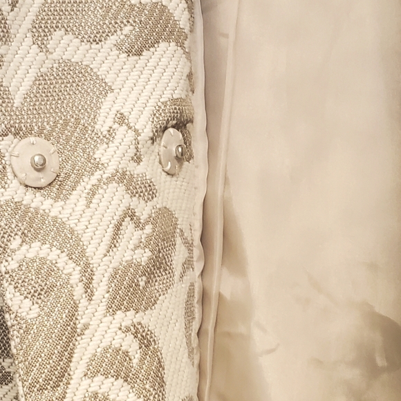 COLDWATER CREEK Womens Champagne Met Gold Jacquard Wool Blend Blazer Jacket 16 - Picture 5 of 7